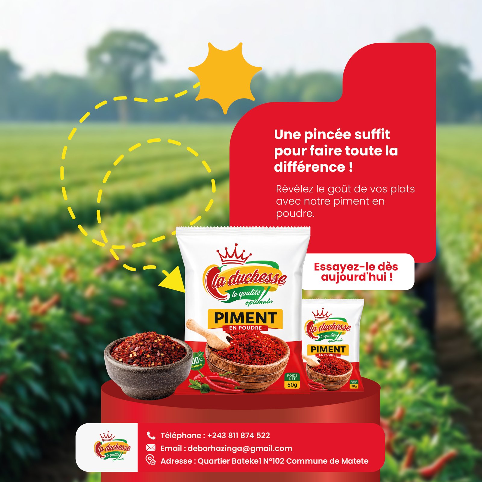 Piment en poudre La Duchesse issu de piments sélectionnés