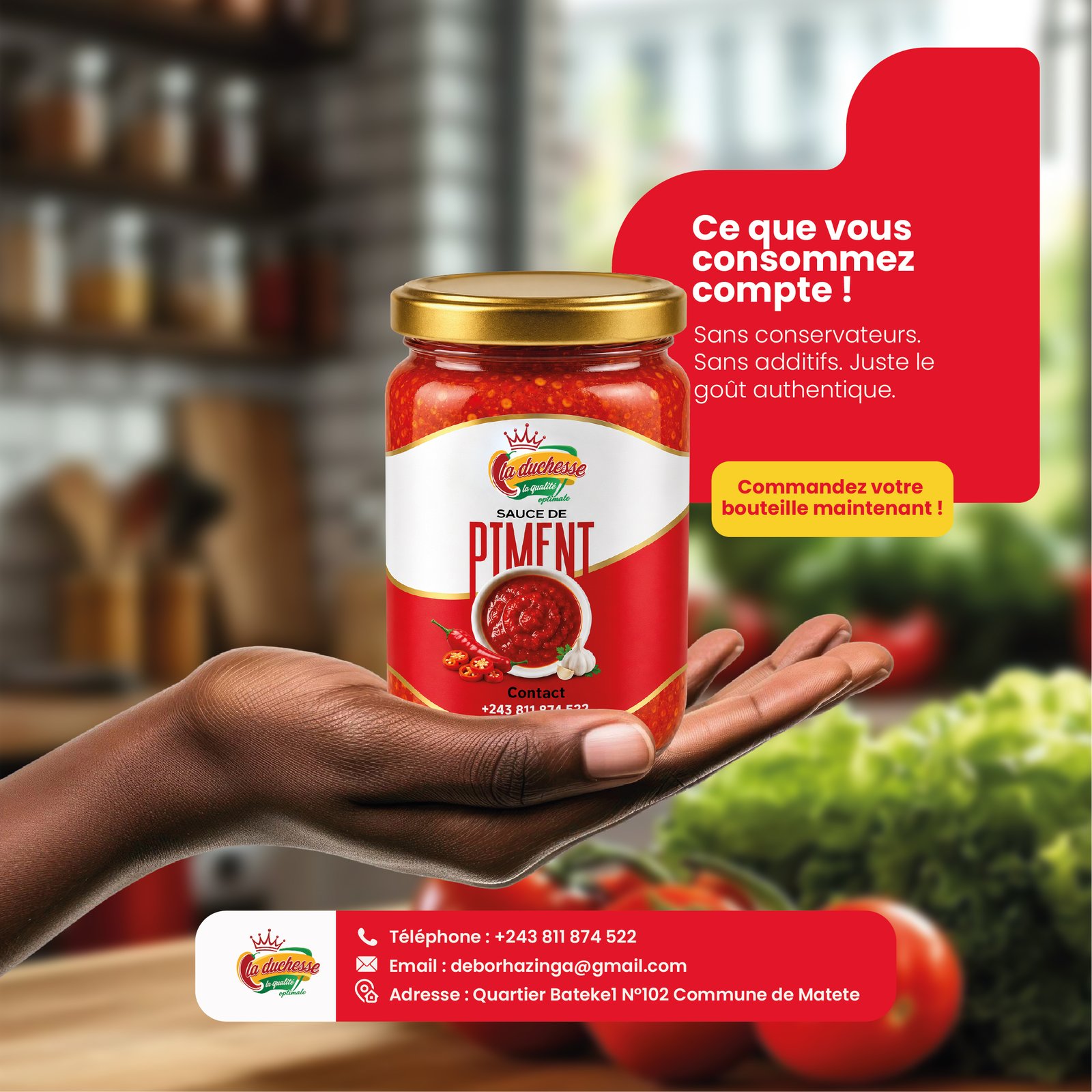 Sauce pimentée La Duchesse, sans additifs ni conservateurs
