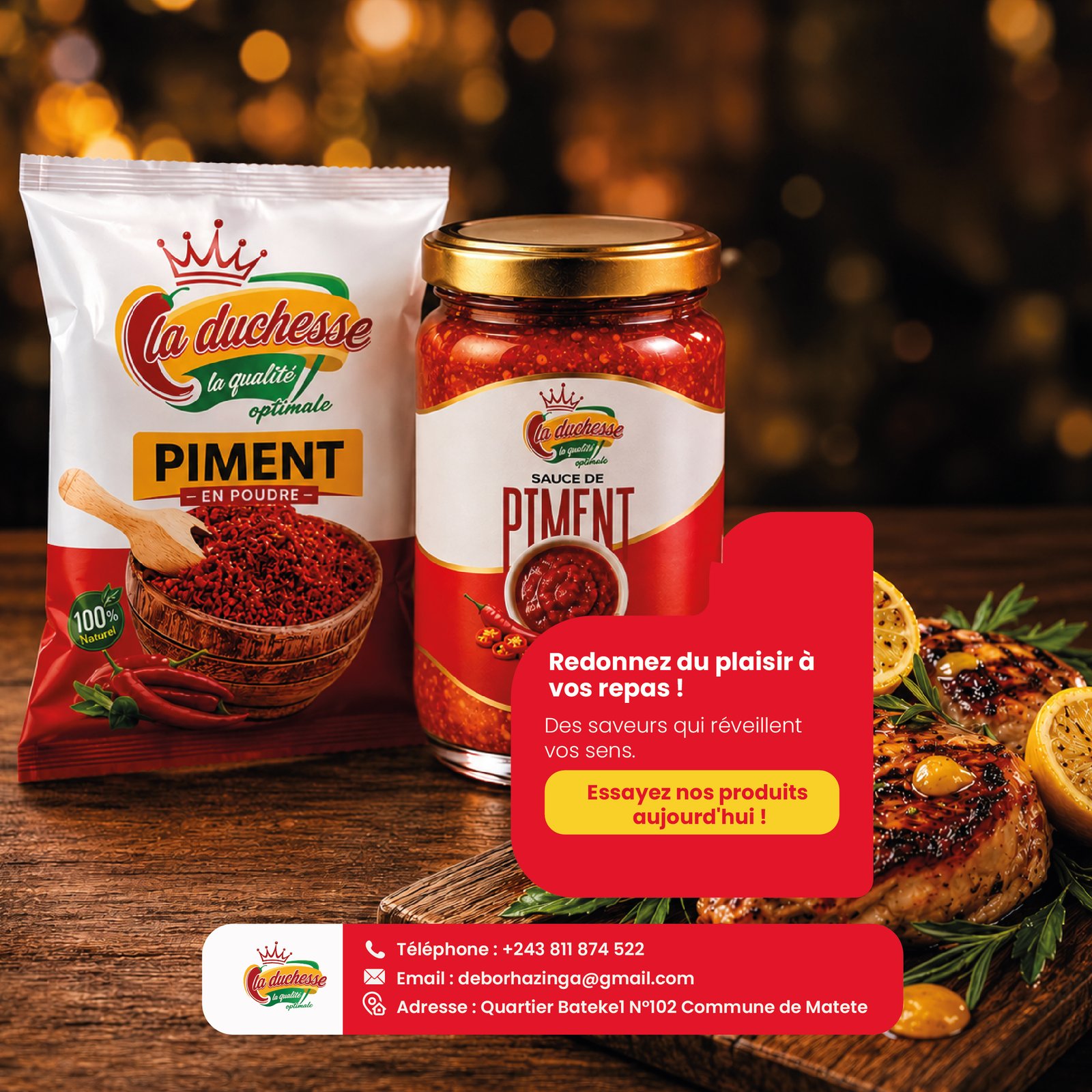 Sauce pimentée et piment en poudre La Duchesse